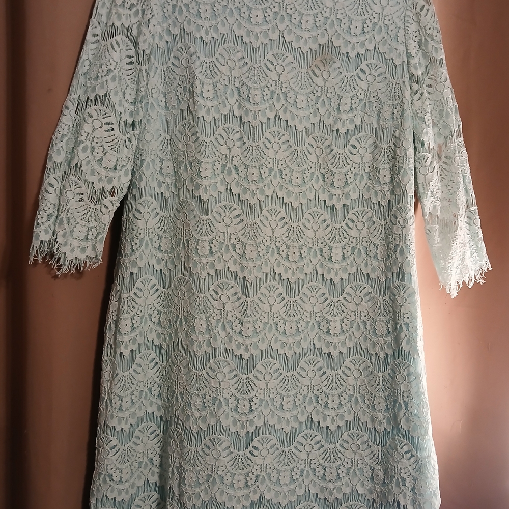Jessica Howard Long Sleeve Lace Dress in Light Blue